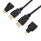 3 in 1 HDMI V1.4 Cavo M / M & Adapter per Smart LED HDTV, Apple TV, PS3, XBOX 360, Blu-ray (1,5 m)