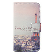 Cartoon Eiffeltoren patroon lederen Hard Case voor iPhone 4/4S