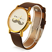 Kvinners Moustache Design PU Band analog kvarts armbåndsur (Brown)