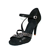Customized Women's Satin Upper Ankle Strap Latin / Ballroom Dance Shoes With Rhinestone (More Colors)