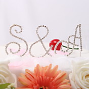Rhinestone brud & brudgom initialer kage Topper