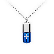 Collier de titane acier pilule bleue hommes de style
