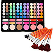 zijdeachtige 78 kleuren make-up oogschaduw palet en blushers (met gratis borstels)
