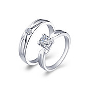 Lovely Platinum Plated Crystal Couples' Rings