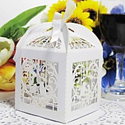 Floral Theme Laser Cut Favor Box With Bowknot (Set of 12)