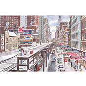 Printed Art Landscape Chicago, The Loop by Stanton Manolakas