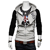 Man's Slim Cotton Contrast Color Hoodie with Cap(Assorted Colors)
