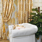 (Two Panels) Traditional Magnificent Faux Silk Jacquard Floral Energy Saving Curtains