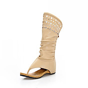 Stylish Leatherette Flat Heel Mid-Calf Boots With Hollow-out Party / Evening Shoes (More Colors)