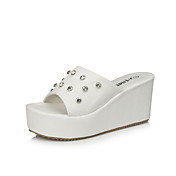 Fashion Leatherette Wedge Heel Slippers With Rhinestone Party / Evening Shoes