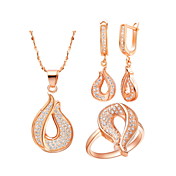 18K Cool Plated With Purple Crystal Women's Including Pendant Earrings Rings