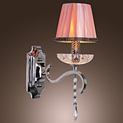 40W Modern Wall Light with Chandelier Feature Arm and Pleated Fabric Shade