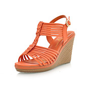 Elegant Leatherette Wedge Heel Sandals With Buckle Party/Evening Shoes(More Colors)