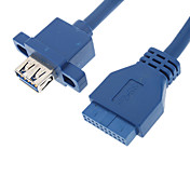 USB 3.0 20P femmina Da femmina a Cable AF con Dado (Blu, 1 m)