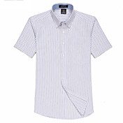 Menns Fuchsia Stripes Cotton Short Sleeve Shirt
