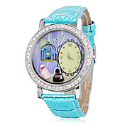 PU Analógico Quartz Relógio de pulso da menina (verde)