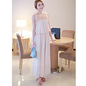 Kvinders Chiffon 3D Flowers Maxi Dress
