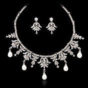 Peal en alliage merveilleux et strass tchèque Jewelry Set y compris le collier et boucles d'oreilles