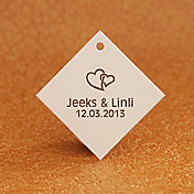 Personalized Rhombus Favor Tag - Hearts (Set of 30)
