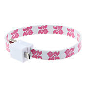 Arabesquitic bracelet en forme de câble USB Micro avec aimant pour Samsung HTC Phones (Blanc + rose)