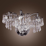 6 - Light Stainless Steel LED Wall Lights with Crystal Drops