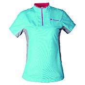 Moda asciugatura rapida collare del basamento di t-shirt donna (blu)