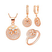 18K Cool Plated With Crystal Women's Including Pendant Earrings Rings