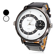 PU analógico Multi-Movimento de quartzo relógio de pulso dos homens (2 Time Zone, Black)