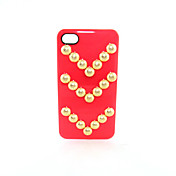V Forma Rivetto coperto Hard Case Red per iPhone 4/4S