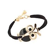 Vintage Alloy Akryl Owl Mønster læderarmbånd (assorterede farver)