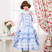 Sleeveless Knee-length Blue Cotton Princess Lolita Dress
