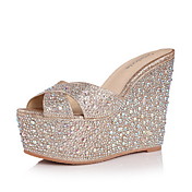 Fabulous Platform Heel Slippers With Sparkling Glitter Party/Evening Shoes(More Colors)