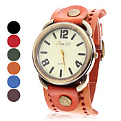 Reloj de las mujeres del estilo ocasional de cuero del cuarzo analógico de pulsera (colores surtidos)