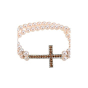 Fashion Full Krystal Kors Charm Pearl Armbånd