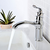 Contemporary Chrome Finish Single Handle Bathroom Sink Faucets