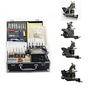 4 Gusseisen-tattoo gun-Kit mit LCD Power und 40 farbige Tinte