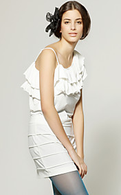 TS One Shoulder Rows Of Ruffles Straps Dress