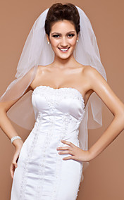 Three-tier Tulle Fingertip Wedding Veil With Cut Edge (More Colors Available)