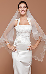 One-tier Tulle Fingertip Wedding Veil With Embroidery (More Colors Available)
