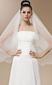 One-tier Tulle With Bead Fingertip Length Veil (More Colors)