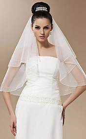 one-tier tule met parels elleboog lengte bruiloft sluier (meer kleuren)