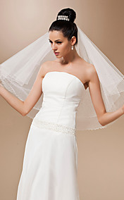 Two-tier Tulle With Rhinestones Elbow Veil
