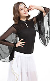 viscosa dancewear / tul con volantes superior de baile latino para damas