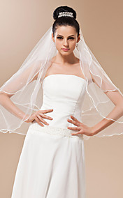 Two-tier Tulle With Pearls Fingertip Veil