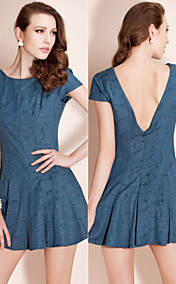 TS Open Back Jacquard Mini Swing Dress