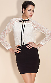 ts ruban haute cou blouse de dentelle t-shirt