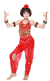 dancewear chiffon met beading / munten prestaties buikdans outfit voor kinderen meer kleuren