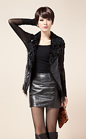 Sleeveless Lamb Fur Collar Lambskin Leather Vest(More Colors)