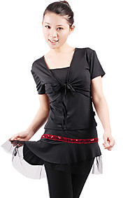 dancewear de poliéster con top de lentejuelas latino y culottes 2 piezas conjunto para damas