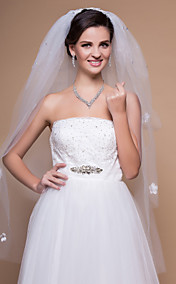 4 couches de mariage voile du bout des doigts Avec Bord de coupe